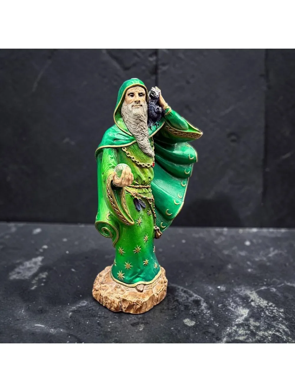 Vtg Windstone Editions M. Pena Emerald Wind Wizard Crystal Ball #321/1000 7.5